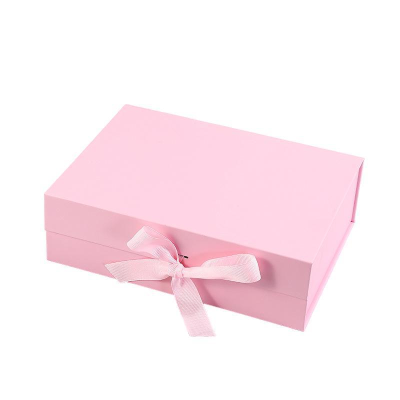 Elegant Ribbon Flip Folding Gift Boxes Multiple Colors High-Quality Cardboard - White