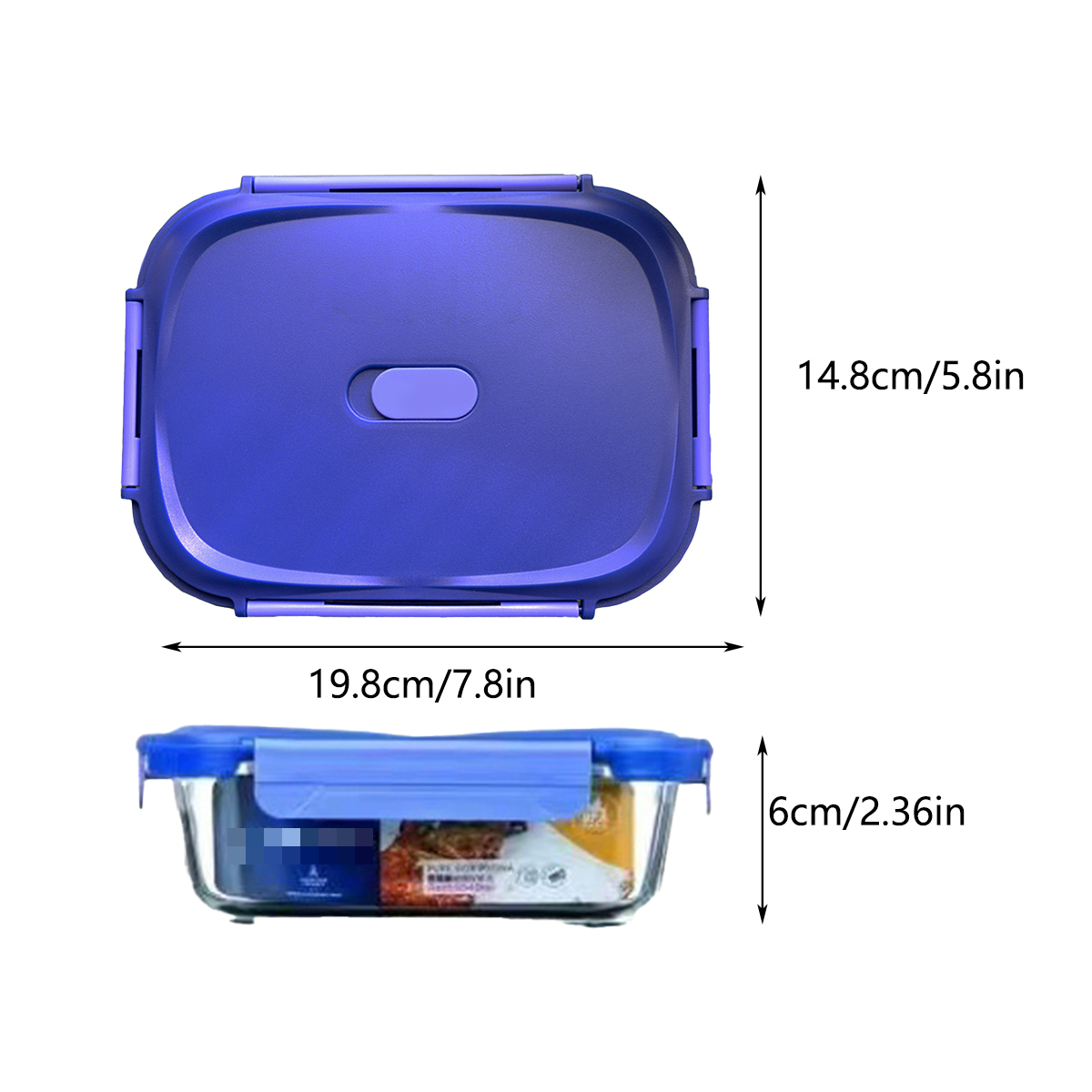 Glass Food Storage Container 1040ml Lunch Bento Box with Lid for Kitchen Prep