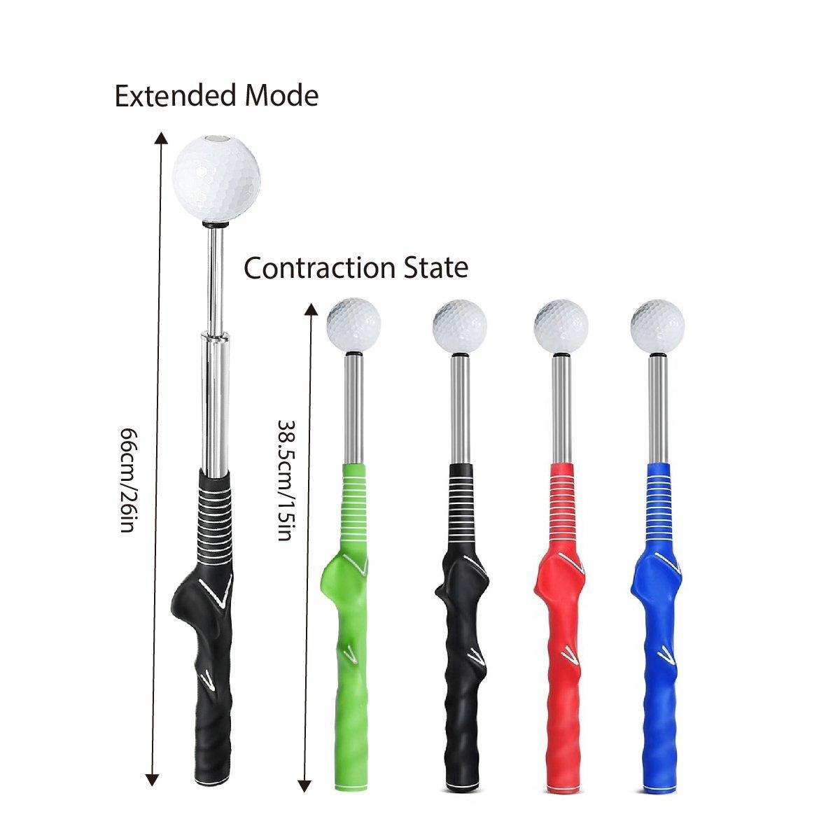 Golf Swing Training Aid Telescopic Impact Sound Stick Exercise Tool for Practice - Red