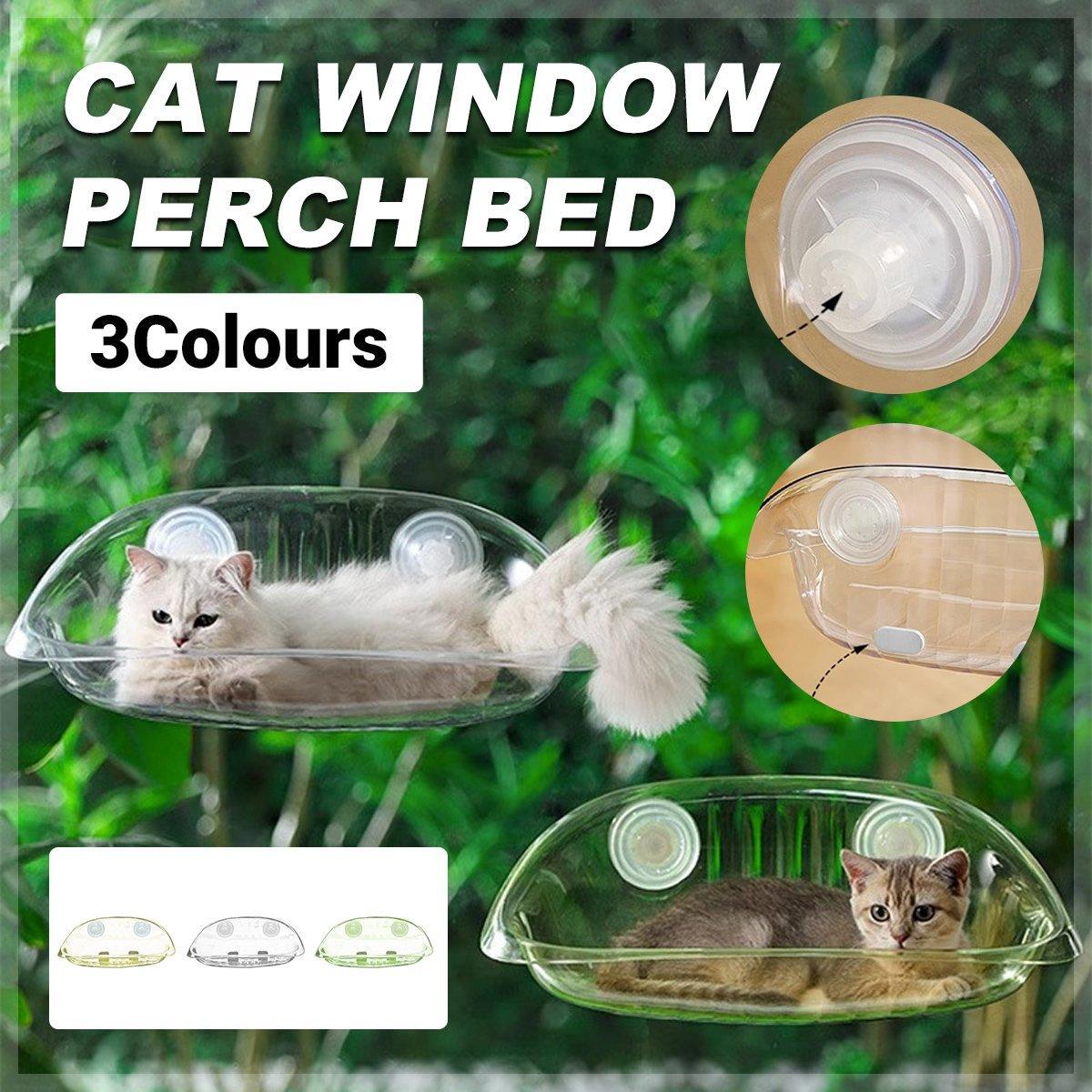 Cat Hammock Bed Glass Hanging Basket Clear Pet Nest Elevated Sleeping Bed - White