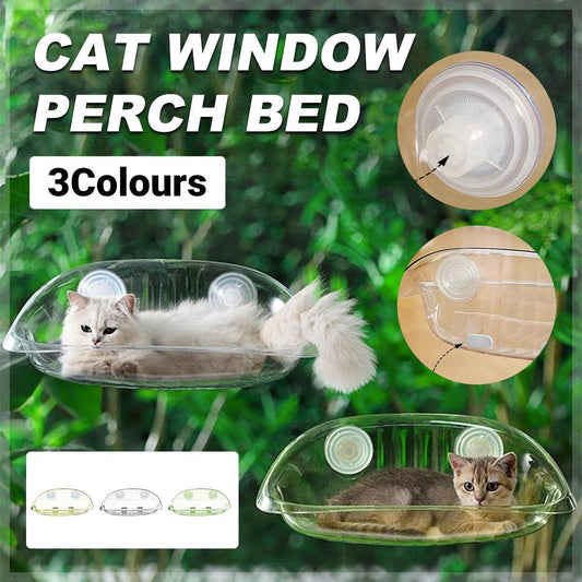 Cat Hammock Bed Glass Hanging Basket Clear Pet Nest Elevated Sleeping Bed - White