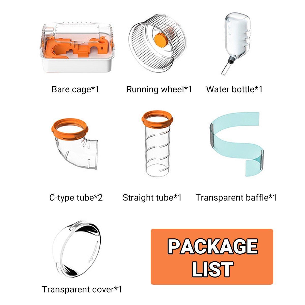 Acrylic Tunnel Hamster Cage Gold Wire Bite Proof Luxury Small Pet Habitat