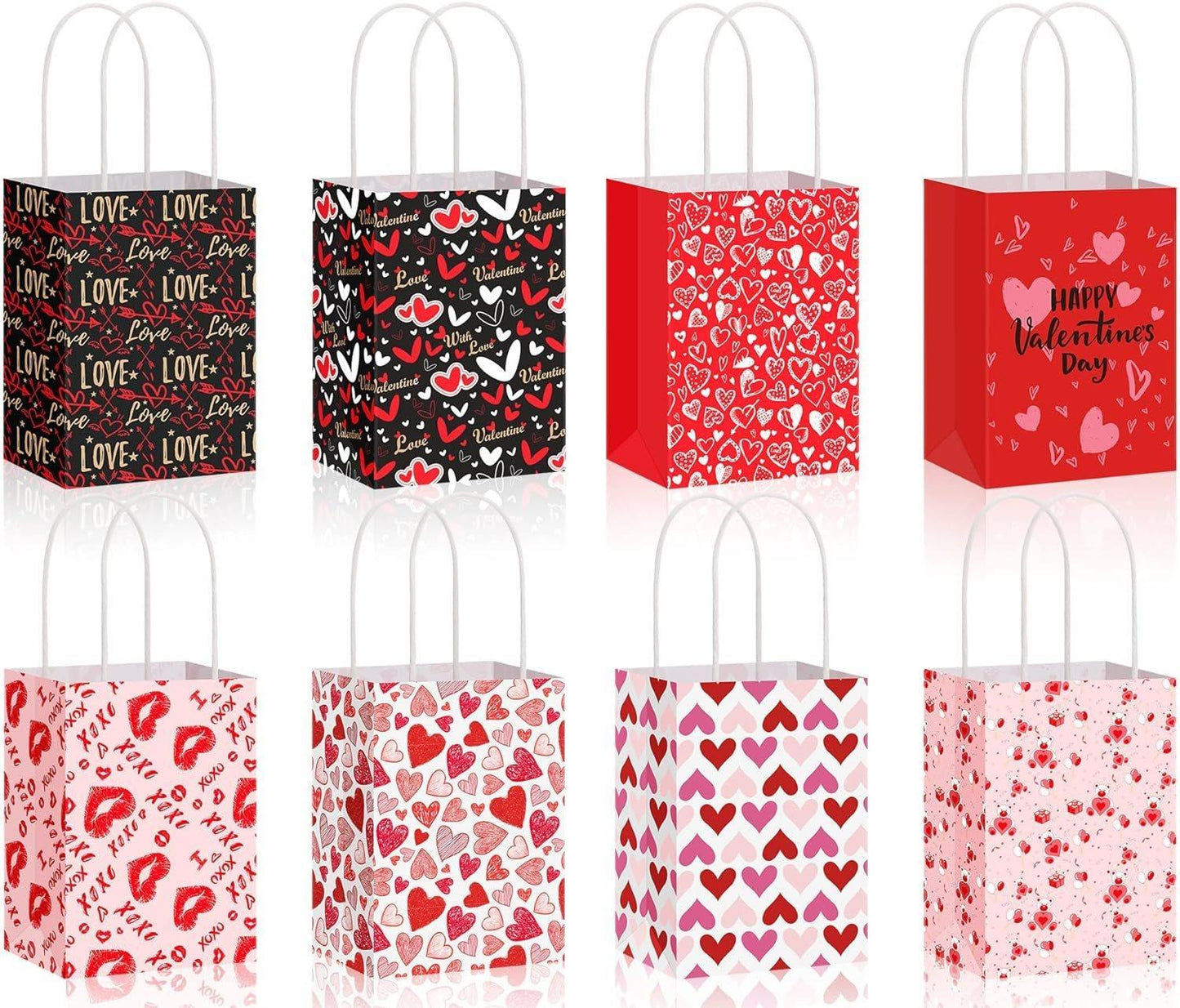 30x Valentines Day Love-Themed Tote Bag Elegant Kraft Paper Handbag Lightweight - Y166