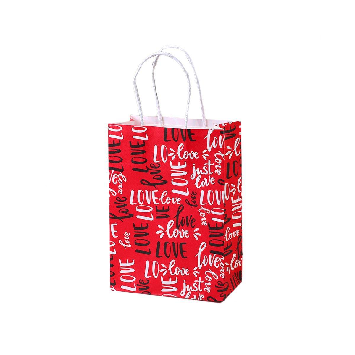 30x Valentines Day Love-Themed Tote Bag Elegant Kraft Paper Handbag Lightweight - Y166
