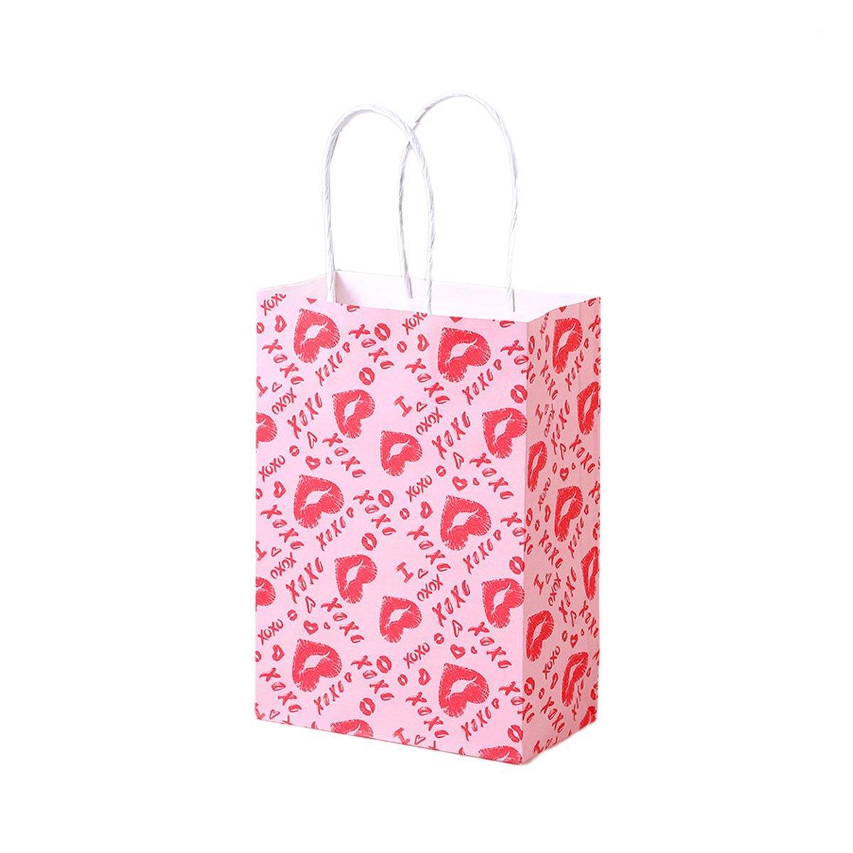 30x Valentines Day Love-Themed Tote Bag Elegant Kraft Paper Handbag Lightweight - Y170