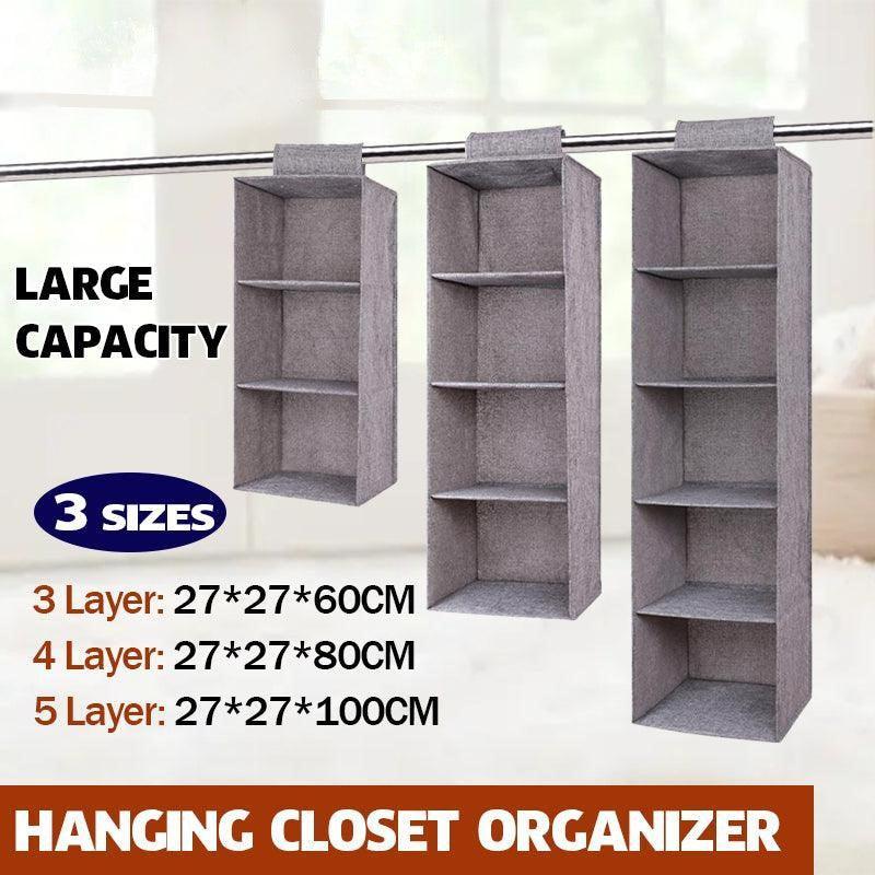 3/4/5 Tier Hanging Closet Organizer Fabric Storage Shelves for Wardrobe and Shoes - 4 Tier