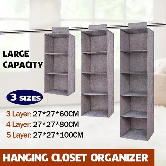 3/4/5 Tier Hanging Closet Organizer Fabric Storage Shelves for Wardrobe and Shoes - 4 Tier