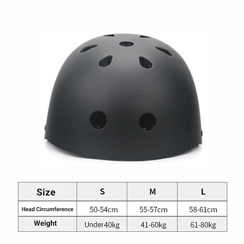 Black Bike Skate Helmet with Adjustable Fit Lightweight Protective Design 3 Sizes - L