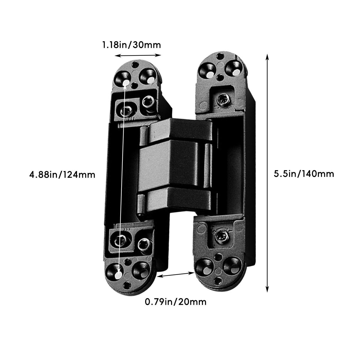 Hidden Invisible Door Hinge Concealed 3D Hinge Heavy Duty for Doors and Cabinets - Black
