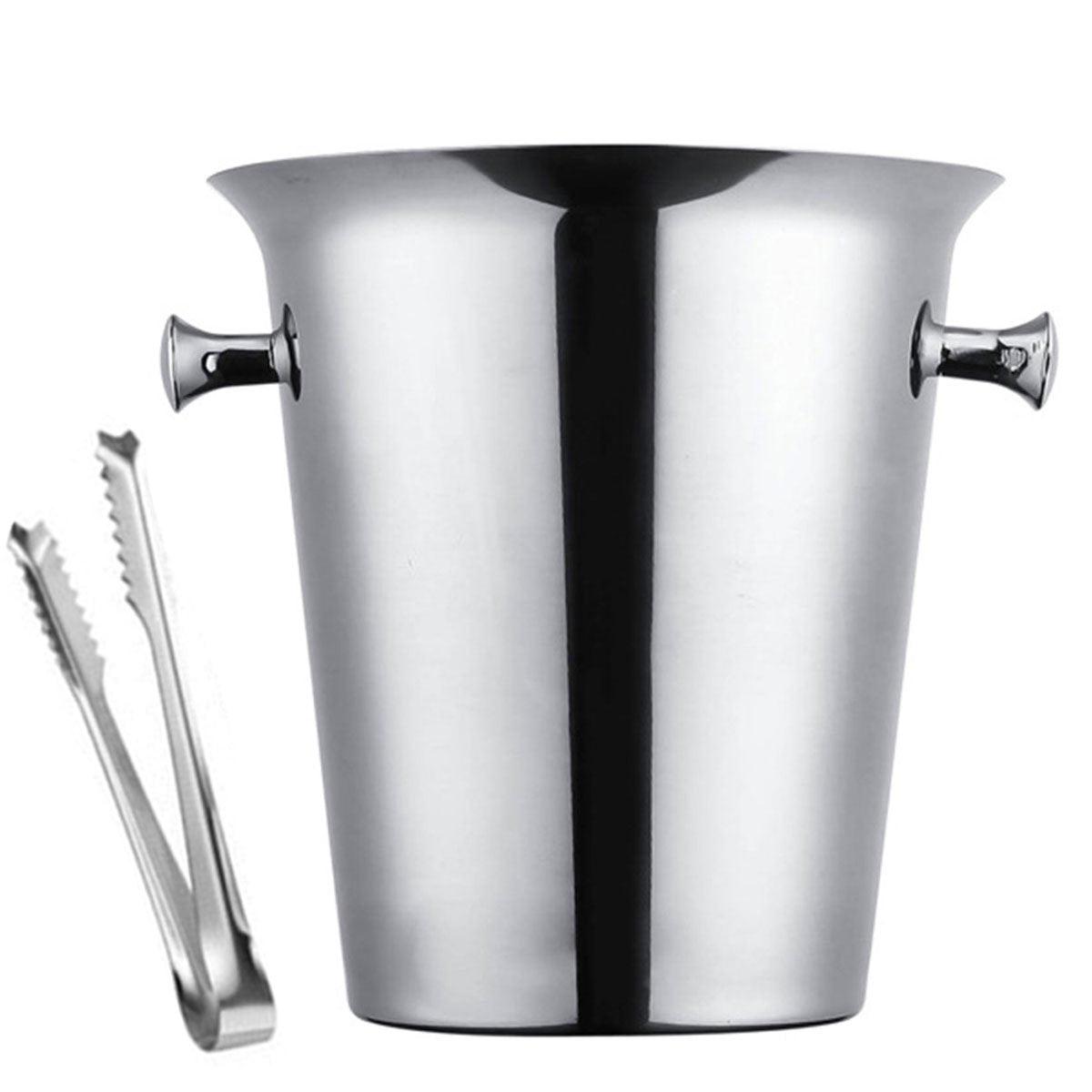 5L Stainless Steel Ice Bucket Champagne Wine Bucket Hotel Bar Ice Container - Circular Ring