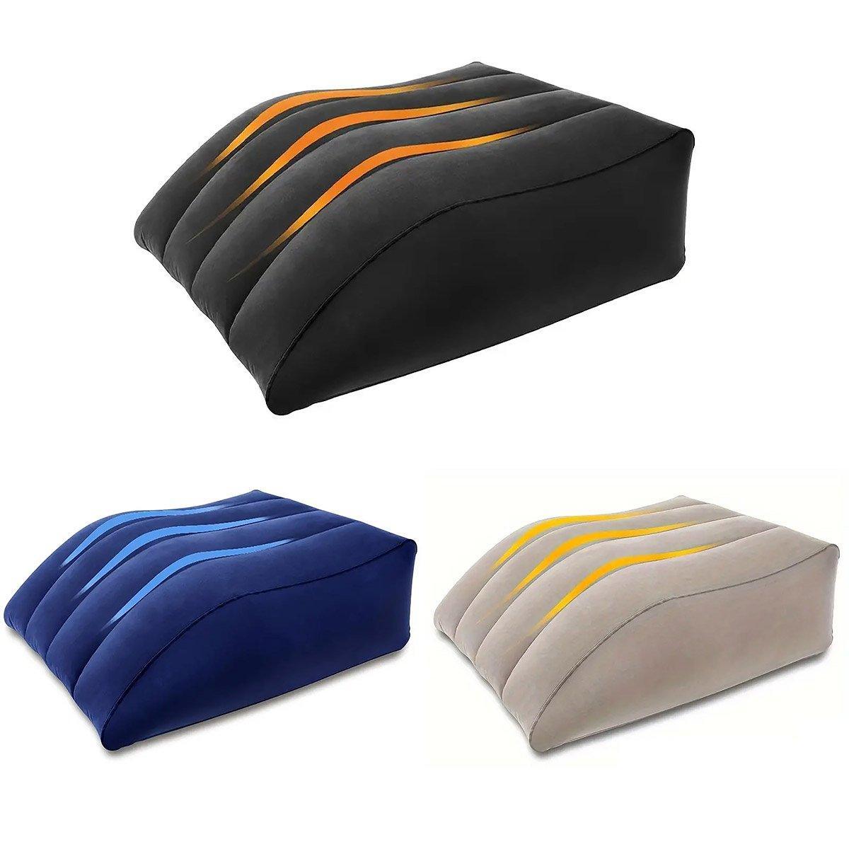 Inflatable PVC Leg Pillow Wedge Triangle Foot Cushion Flocking - Black