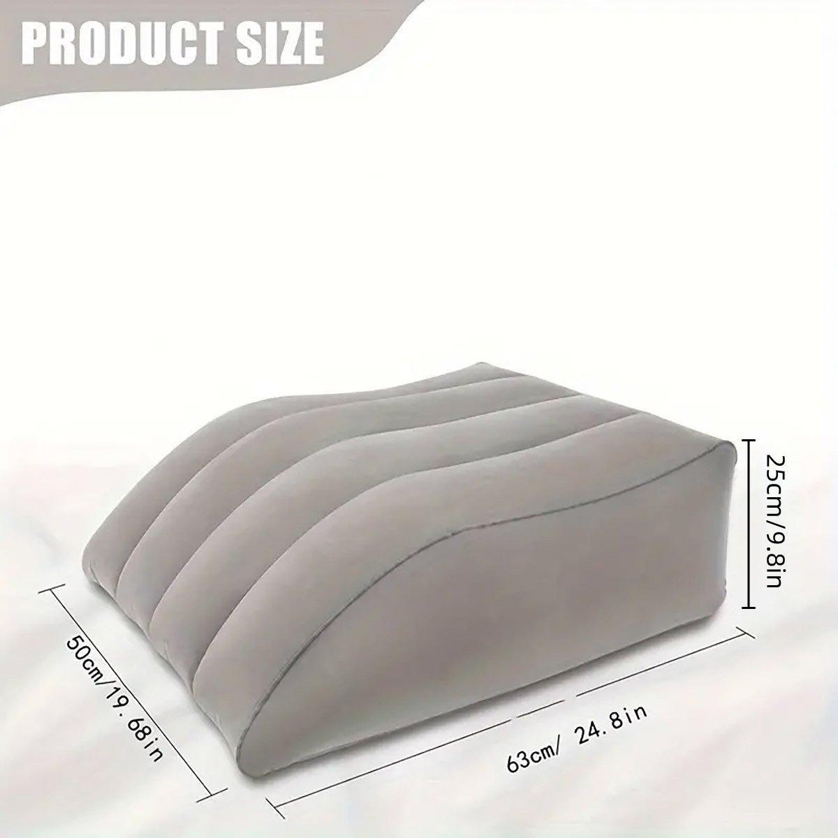 Inflatable PVC Leg Pillow Wedge Triangle Foot Cushion Flocking - Black