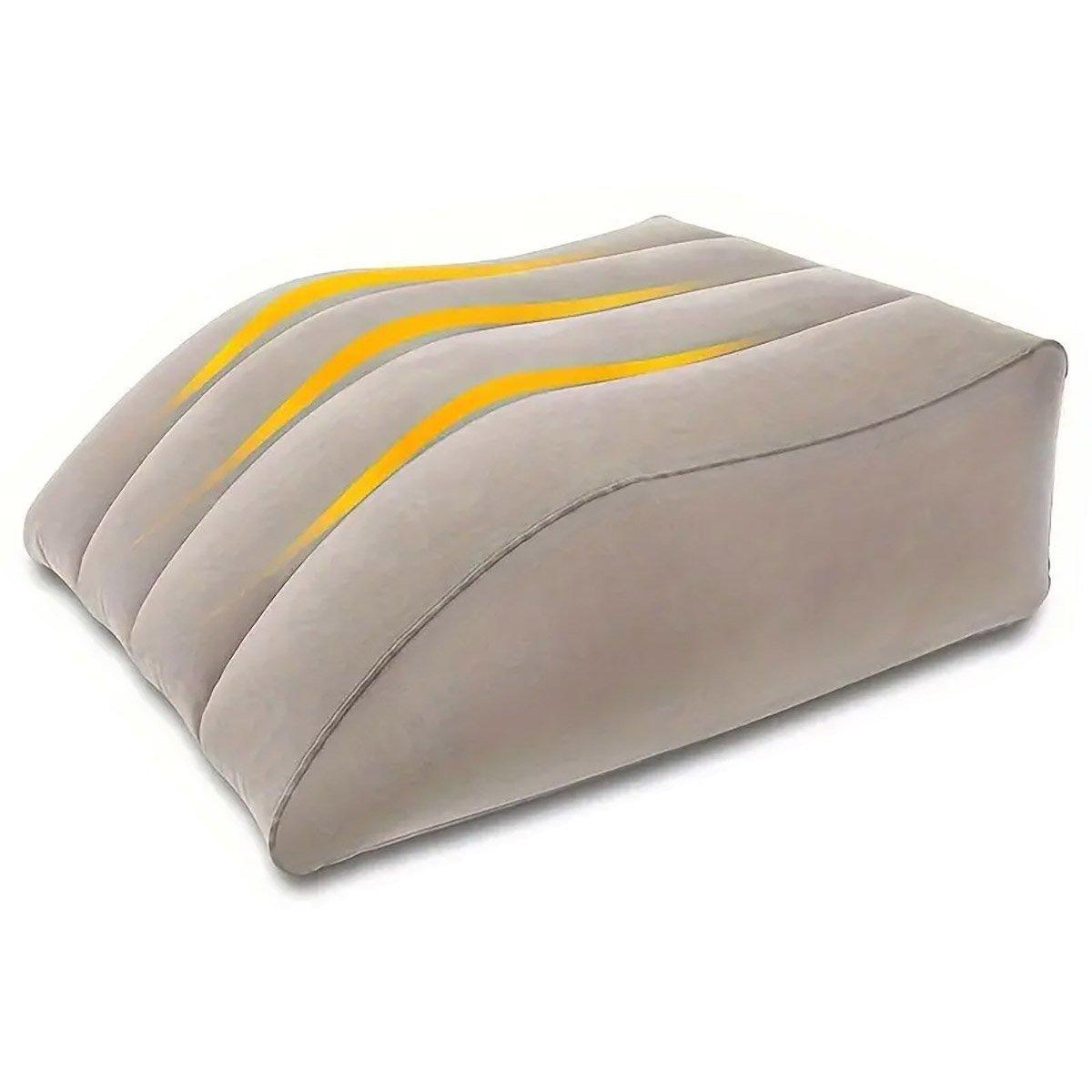 Inflatable PVC Leg Pillow Wedge Triangle Foot Cushion Flocking - Black