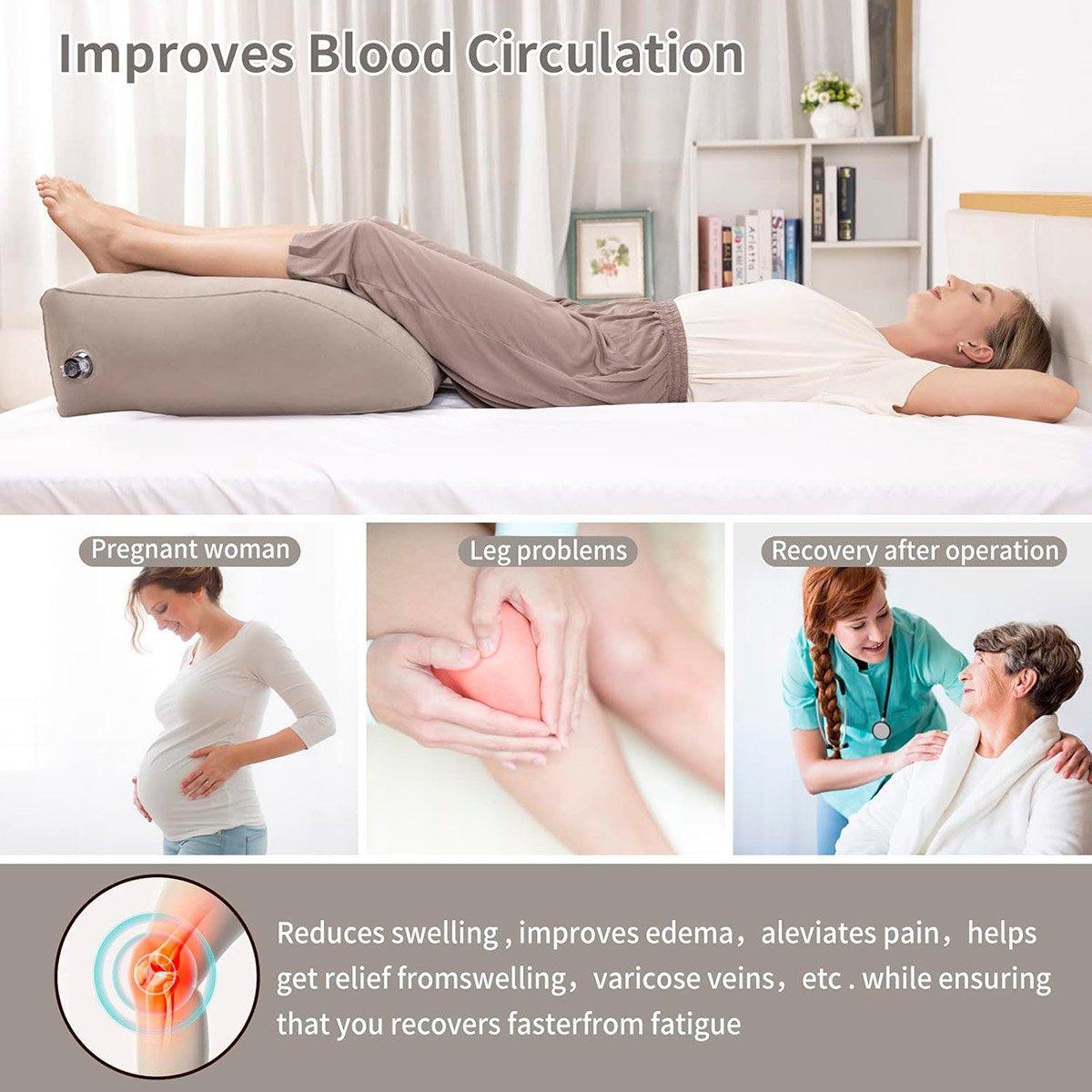 Inflatable PVC Leg Pillow Wedge Triangle Foot Cushion Flocking - Blue