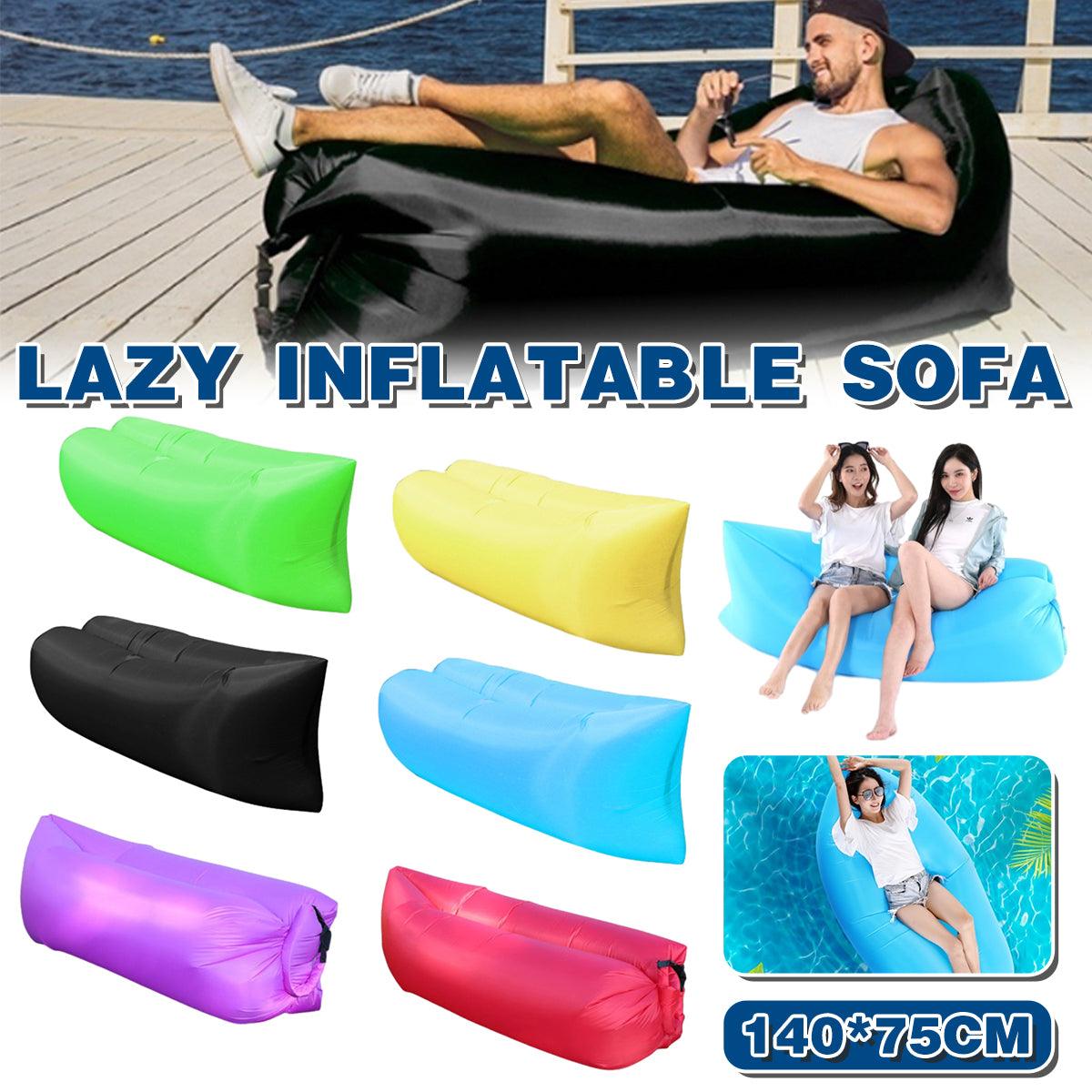 Fast Inflatable Lazy Lounge Air Sofa Bed Camping Beach Hangout Sleeping Bag - Green