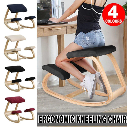 Ergonomic Kneeling Chair Rocking Office Desk Stool Upright Posture Support Seat - Wine Red
