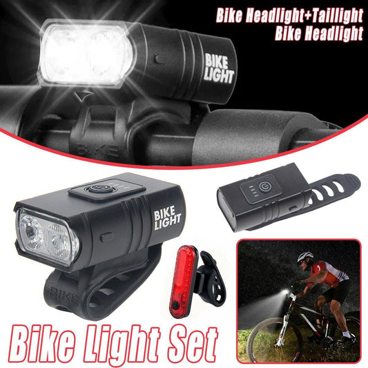 Bike Light Set Rechargeable LED Bicycle Lights Waterproof Front Rear Headlight - Bike Headlight+Taillight