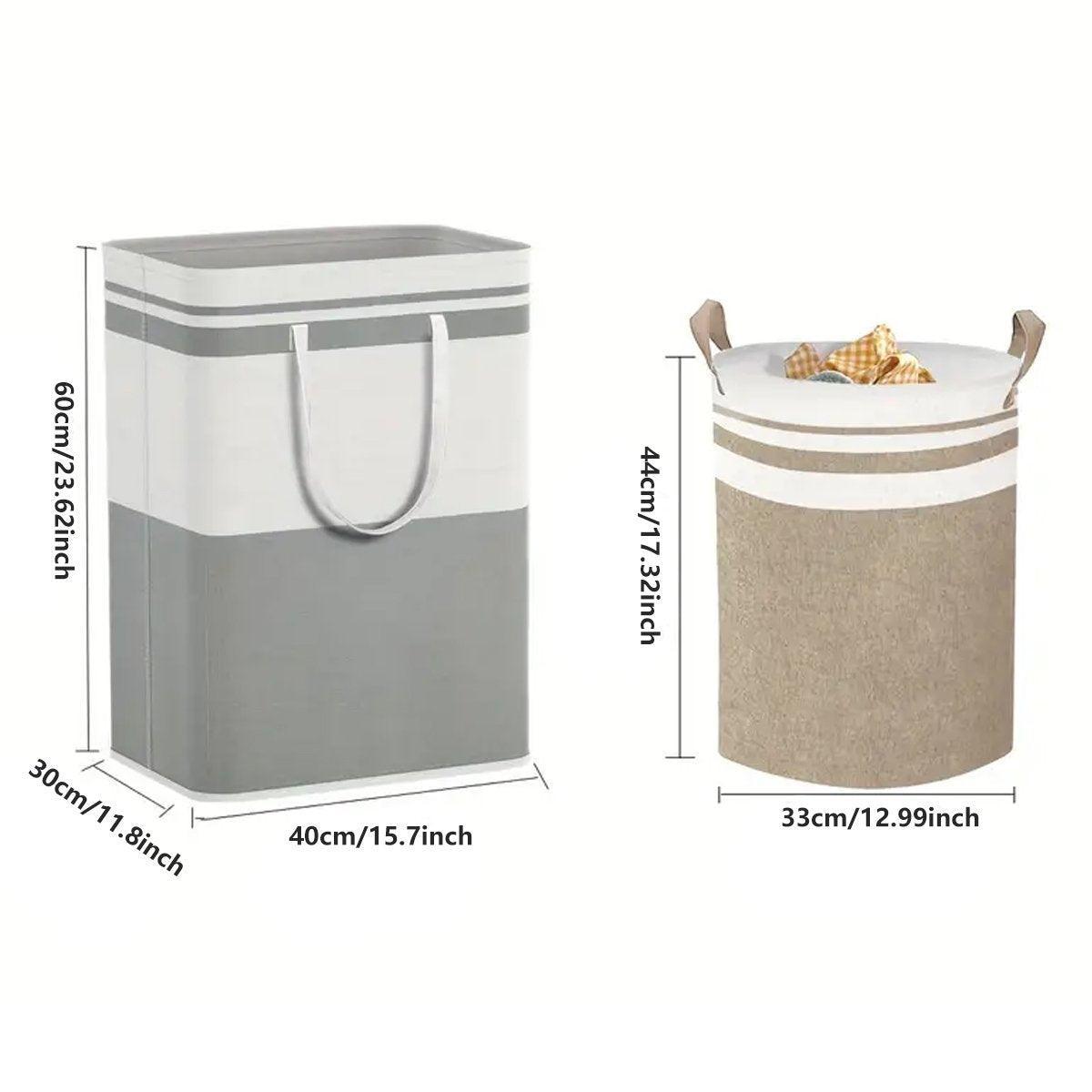 Foldable Canvas Laundry Basket for Dirty Clothes Storage Bag Hamper Organizer - Grey