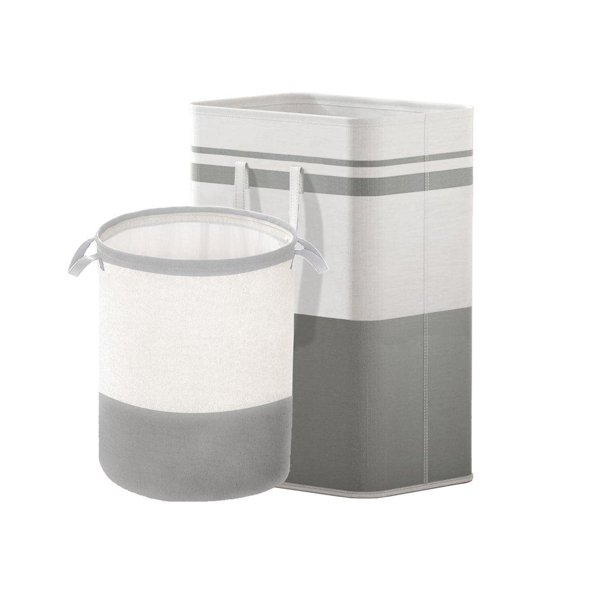 Foldable Canvas Laundry Basket for Dirty Clothes Storage Bag Hamper Organizer - Grey