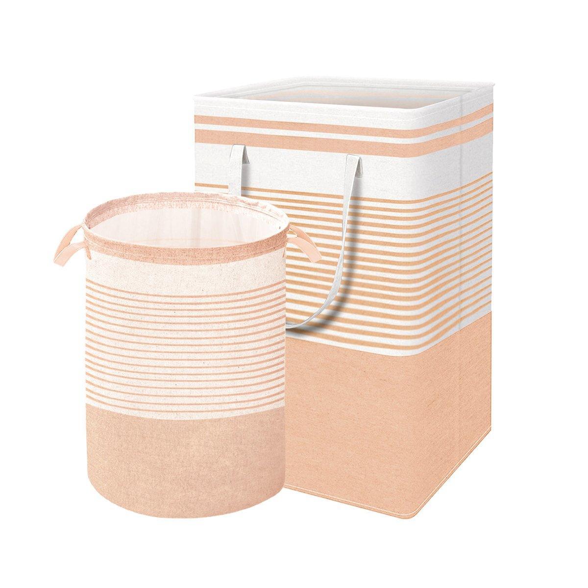 Foldable Canvas Laundry Basket for Dirty Clothes Storage Bag Hamper Organizer - Grey