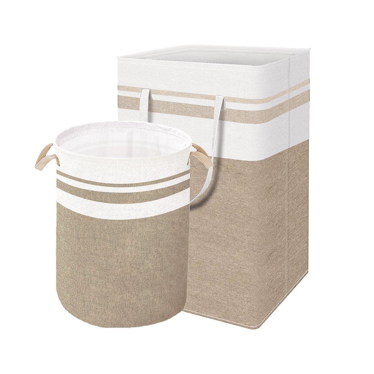 Foldable Canvas Laundry Basket for Dirty Clothes Storage Bag Hamper Organizer - Grey