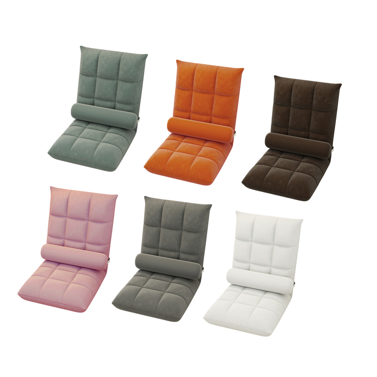 Artiss Floor Lounge Sofa Bed Chair with Lumbar Pillow Folding Adjustable Cushion - White