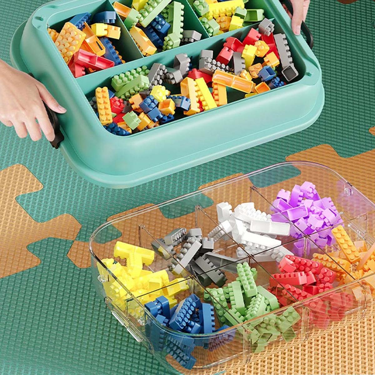 3-Layer Stackable Storage Box for Building Blocks Toy Organizer with Sorting Trays - Orange