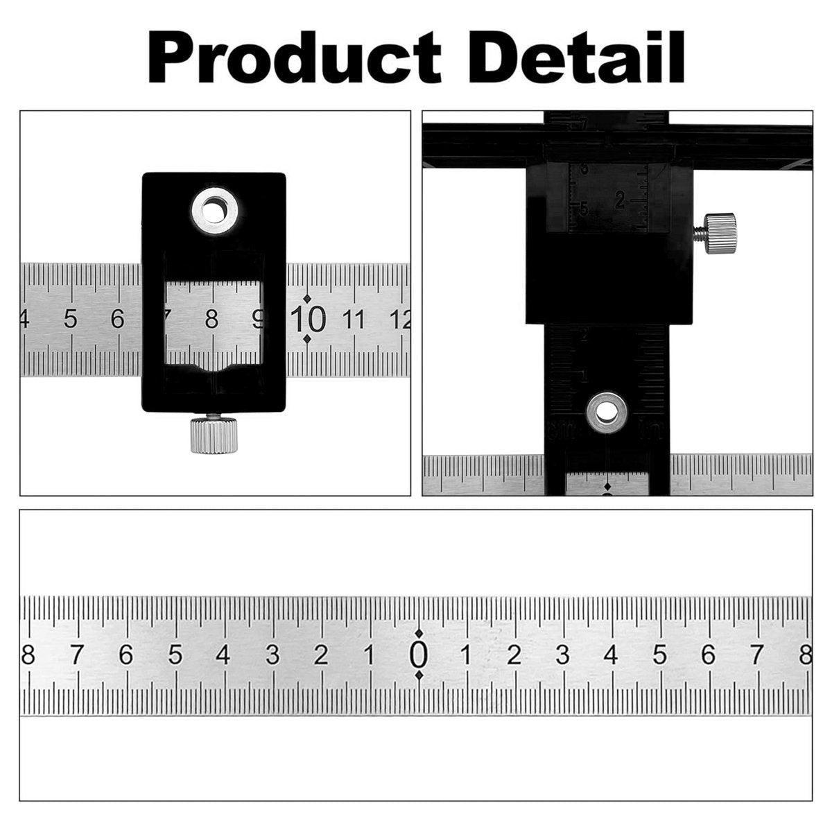 Furniture Carpentry Drill Guide Punch Locator Woodworking Hole Locator Ruler - Black