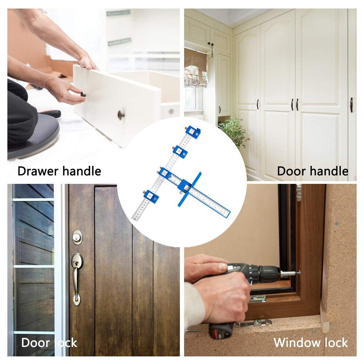 Furniture Carpentry Drill Guide Punch Locator Woodworking Hole Locator Ruler - Blue