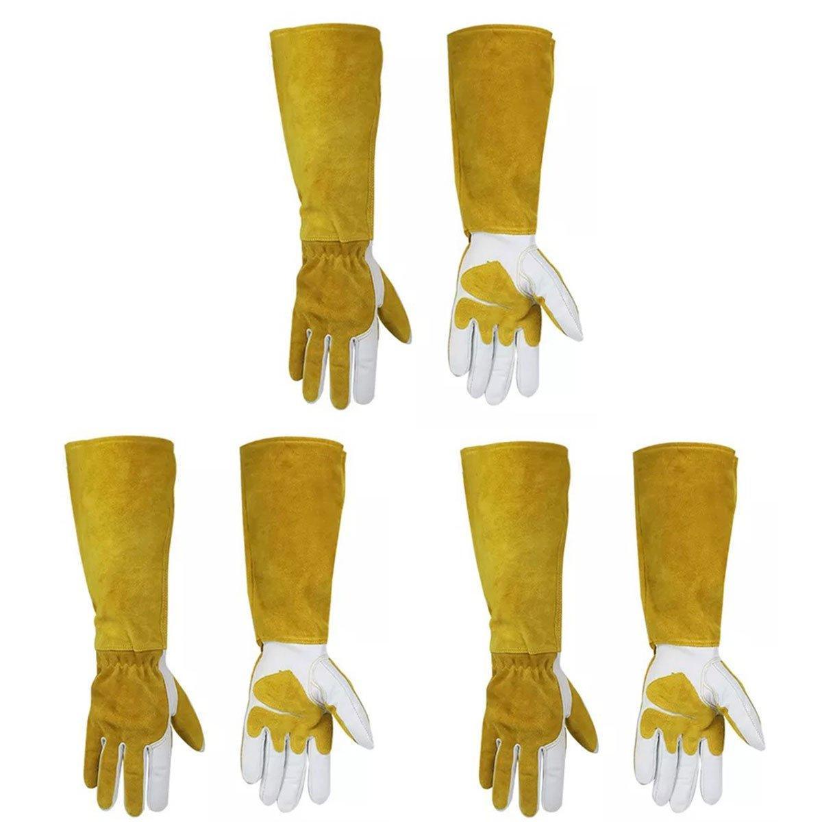 Long Welding Gloves Heat Resistant Leather Gloves for Grill or Fireplace Use - S