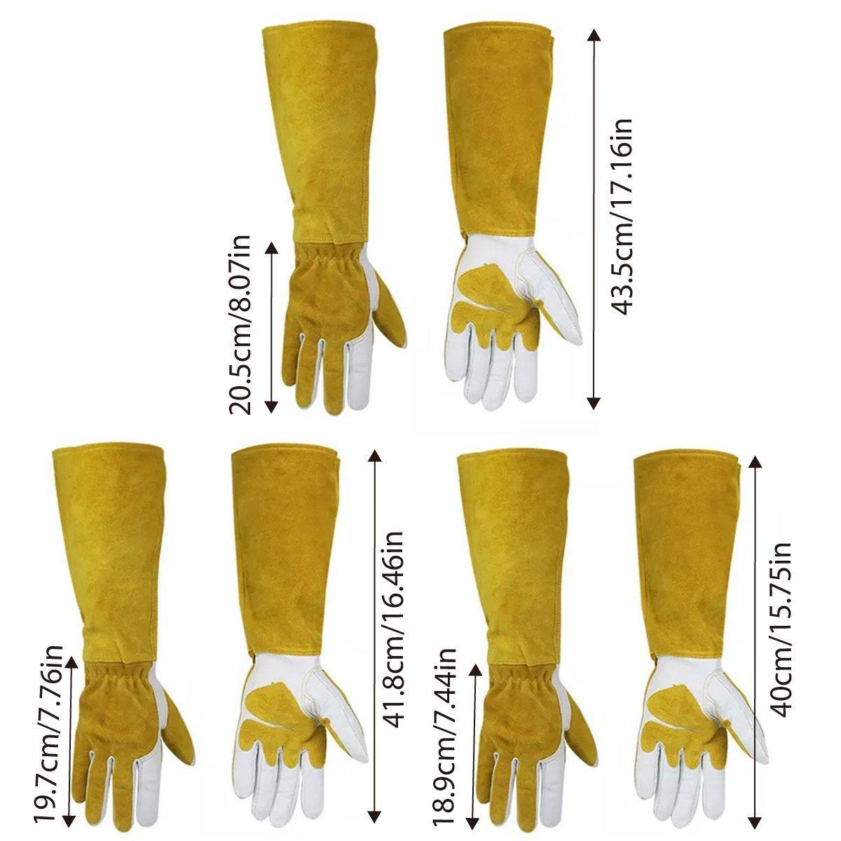 Long Welding Gloves Heat Resistant Leather Gloves for Grill or Fireplace Use - S