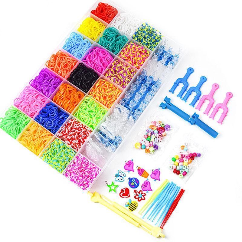 6800PCS Loom Bands Kit Bracelet Mixed Colour Rubber Refill Clip Hook Charms DIY