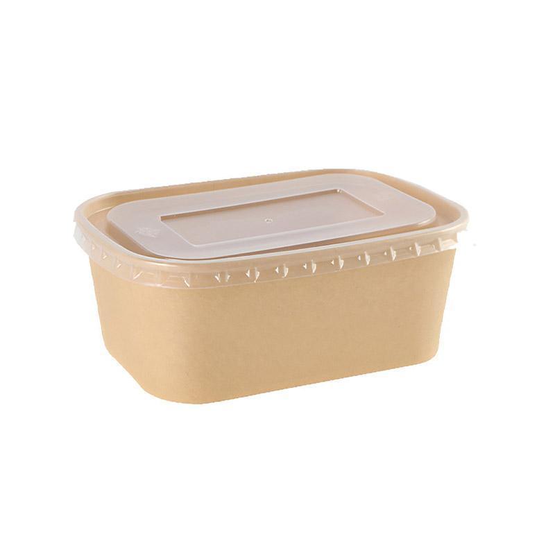 50pcs Eco Friendly Kraft Paper Food Containers Lunch Boxes for Picnic Takeout - 500ml