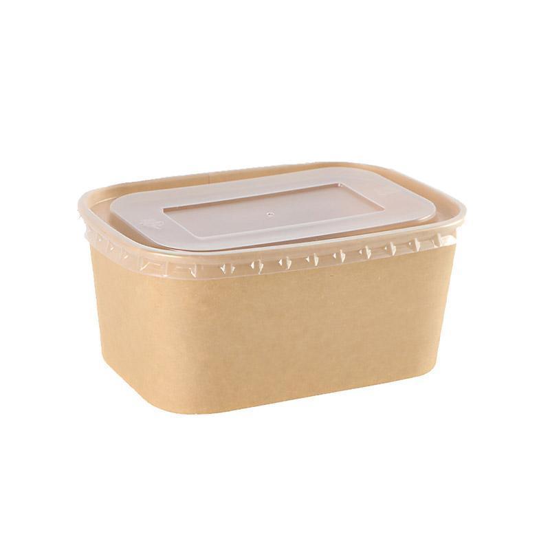 50pcs Eco Friendly Kraft Paper Food Containers Lunch Boxes for Picnic Takeout - 500ml