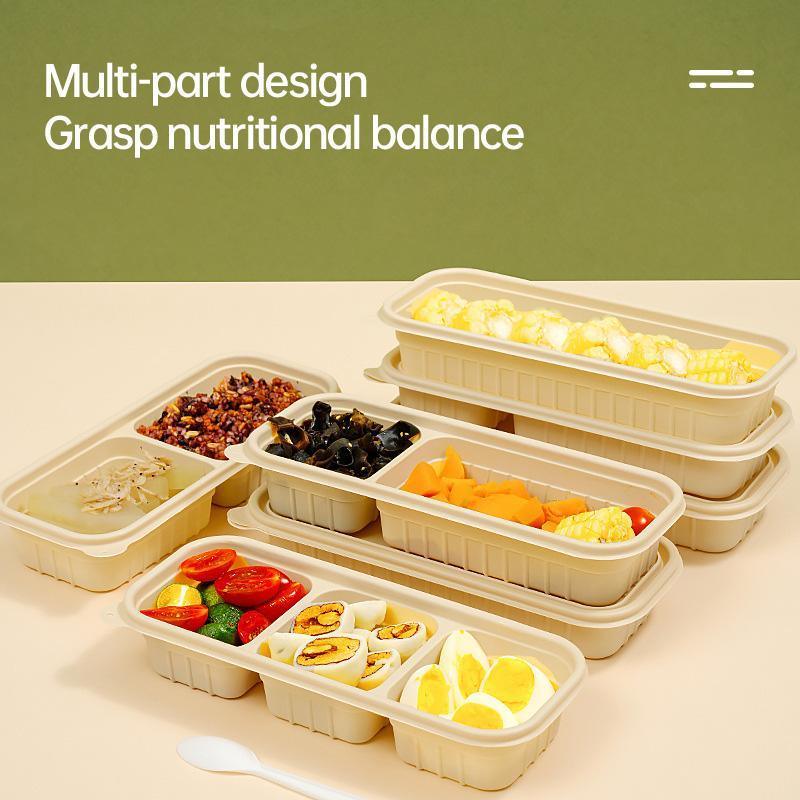 Biodegradable Corn Starch Meal Prep Containers Lids Durable Multi Compartment - C2B