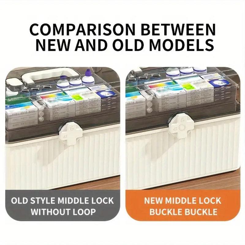 Large Capacity Medicine Cabinet Multi Layer Storage Box for Household First Aid - Blue