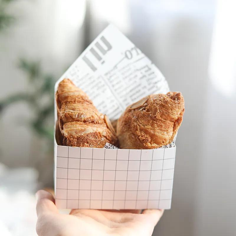 250PCS Sandwich Packaging Box Breakfast Hamburger Wrapping Box L Size - White