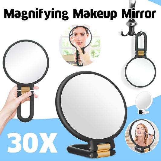 Makeup Mirror Handheld Magnifying Mirror 30X Portable Mirror Compact Travel Tool - White