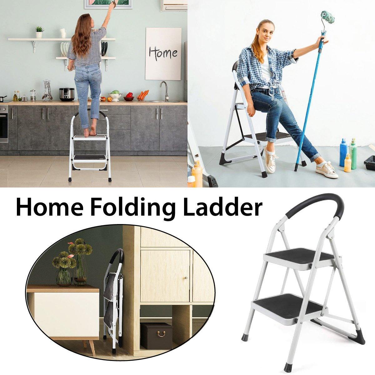 Folding Portable Multi Step Ladder with Handrail Household A Type Iron Ladder