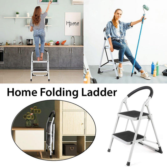 Folding Portable Multi Step Ladder with Handrail Household A Type Iron Ladder