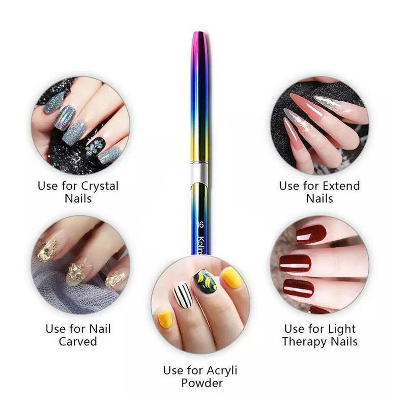 Kolinsky Acrylic Nail Art Brush Manicure Powder Professional Tools Size 2-18 - 14#