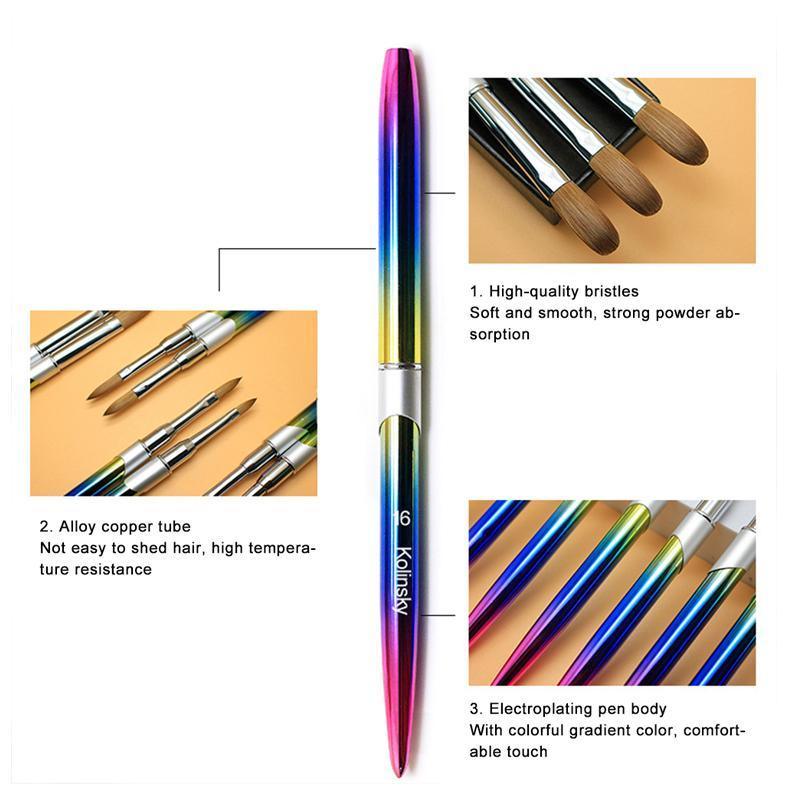 Kolinsky Acrylic Nail Art Brush Manicure Powder Professional Tools Size 2-18 - 16#