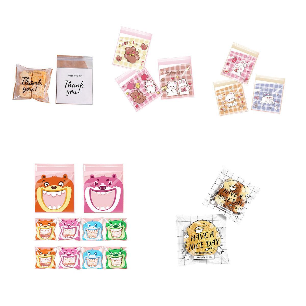 500 Pack Self Adhesive Cookie Packaging Bags Vibrant Designs OPP Material - Happy Everyday 14*14*3cm