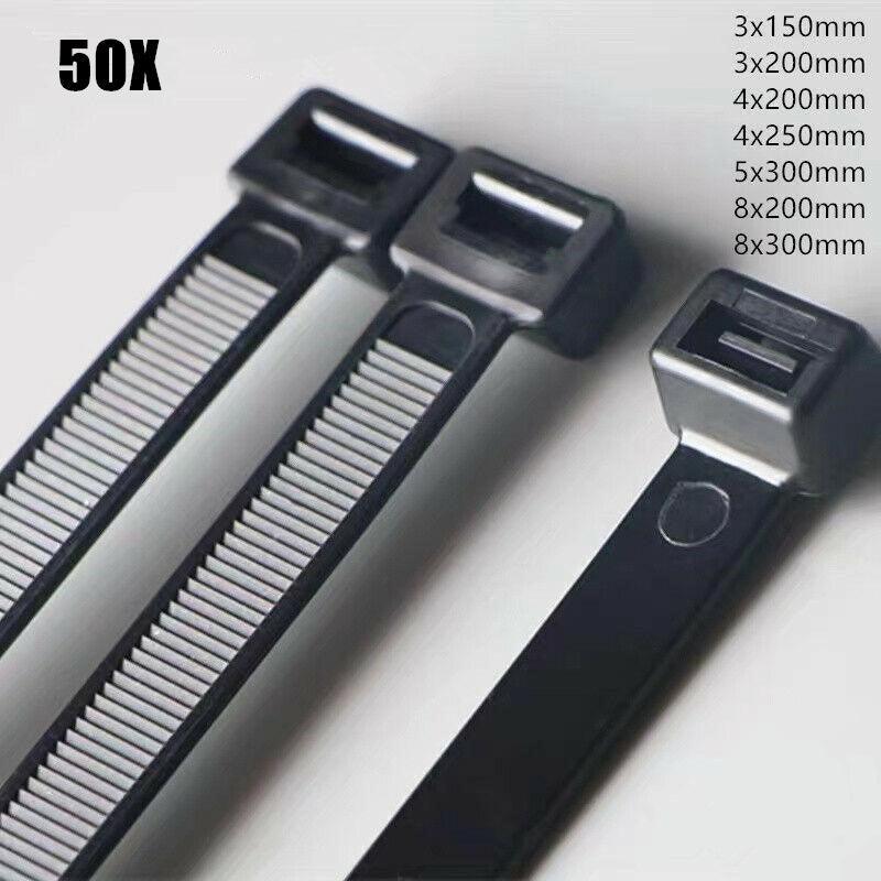 50X Cable Ties Zip Ties Nylon Uv Stabilised Black Cable Tie - 10*920mm White