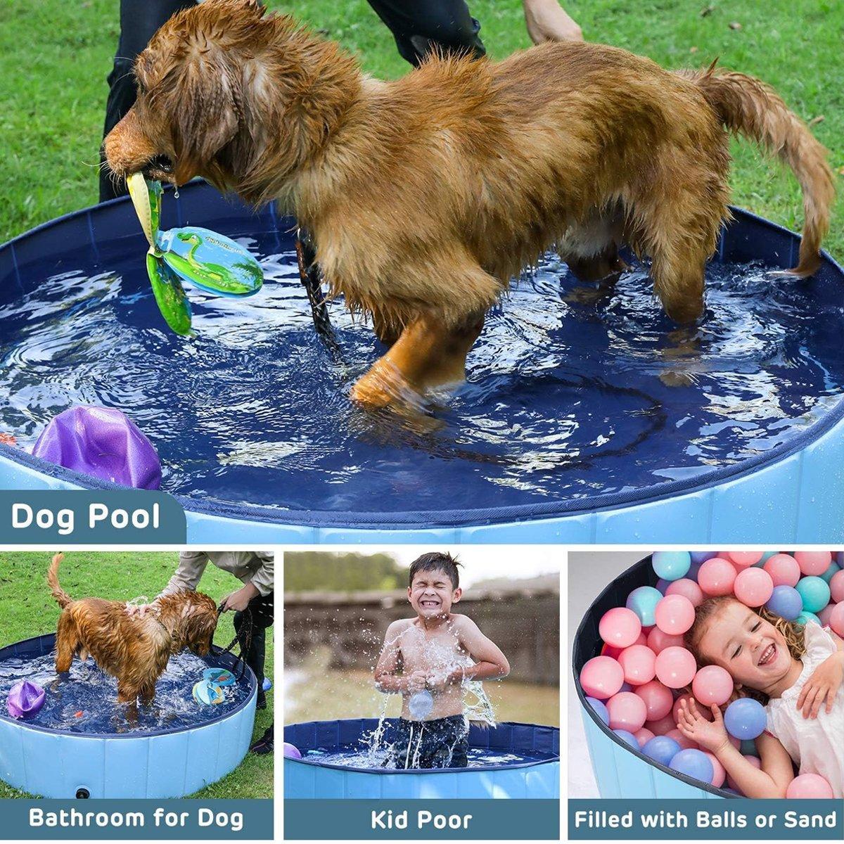 Pet Swimming Pool Foldable Portable Pool for Dogs Outdoor Summer Play - Blue-80x20cm