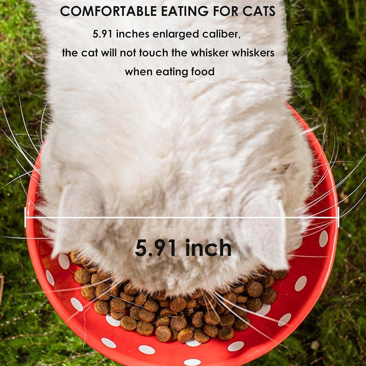 Pet Elevated Mushroom Bowl Ceramic Cat Dog Bowl Dish Food Feeder Raised Cat Bowl - Black