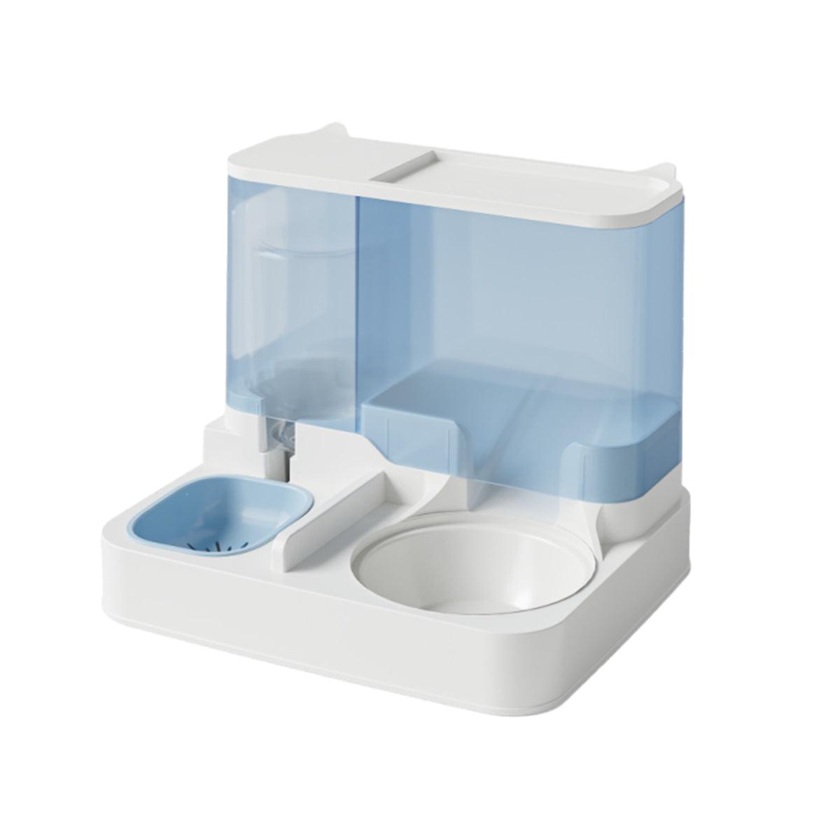 Automatic Cat Feeder Water Dispenser All in One Plastic Bowl for Cats and Dogs - Blue