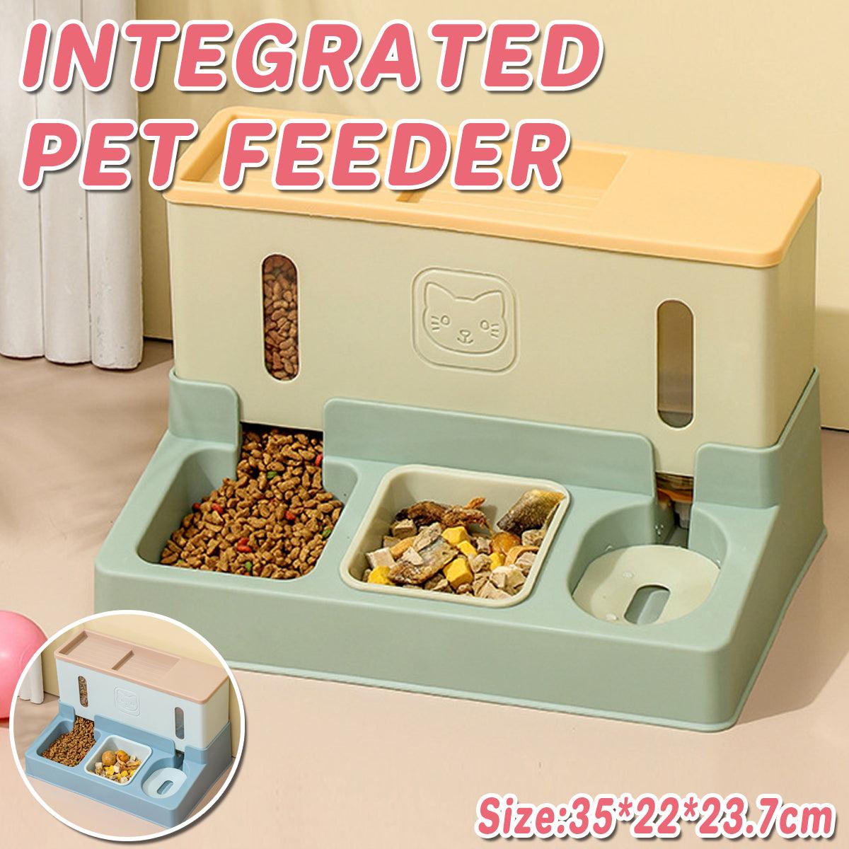 All in One Pet Feeding Bowl Cat Dog Water and Food Feeder Automatic Dispenser - Green