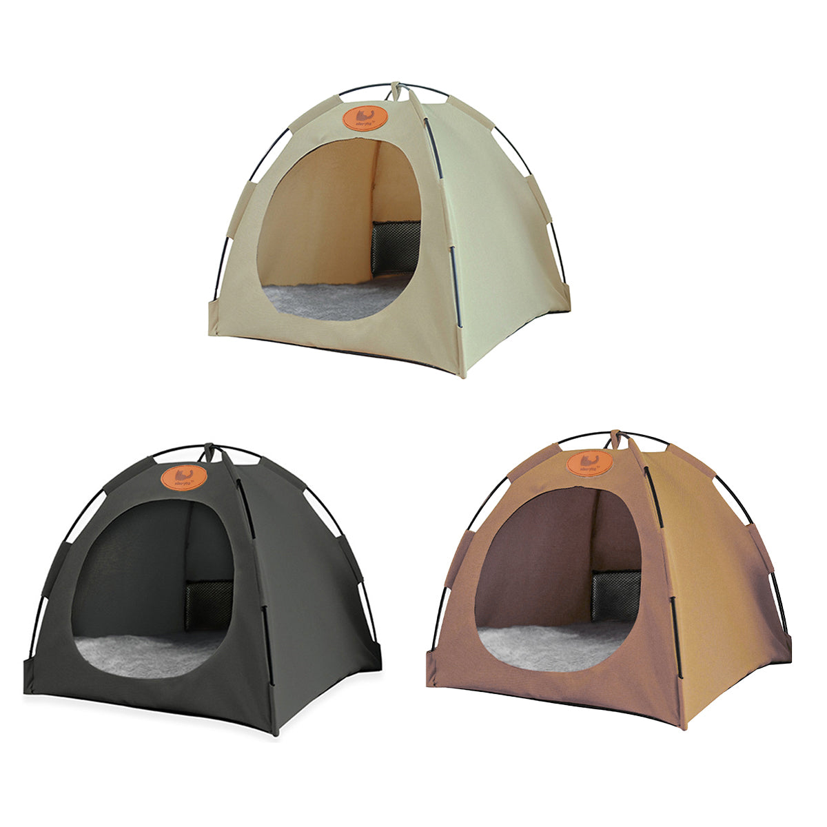 Folding Camping Pet Tent for Cats Puppy Bed Indoor Cat Nest Dog Cave Style House - Beige