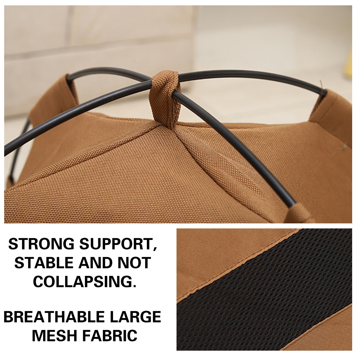 Folding Camping Pet Tent for Cats Puppy Bed Indoor Cat Nest Dog Cave Style House - Coffee